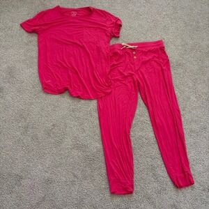 Lates by Kate Pajamas Womens L Pink Modal Soft Jersey Knit Cozy Lounge Set